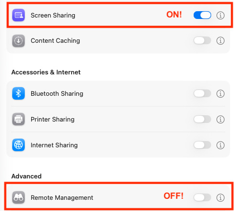 Sharing Settings